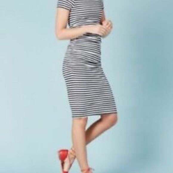 Boden Striped Ruched Waist Dress Size 2 - Picture 1 of 6